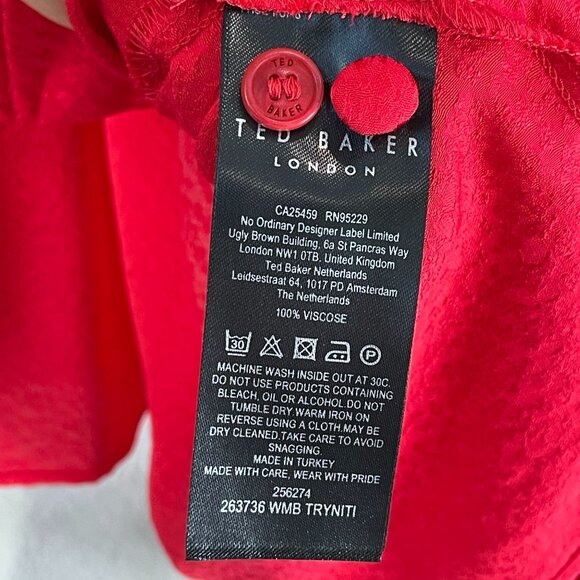 NEW Ted Baker London Womens Small Gathered Neck Tryniti Tie Front Blouse Shirt - Picture 10 of 13